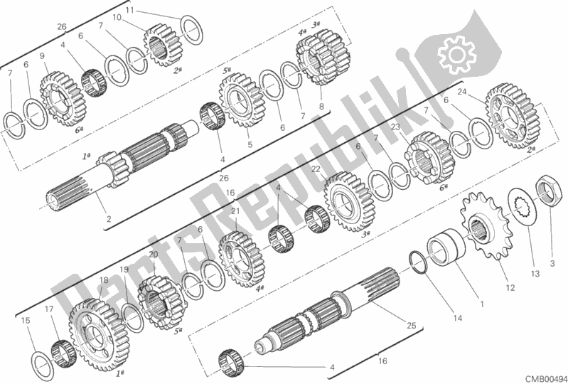 All parts for the Gear Box of the Ducati Monster 821 Dark 2020